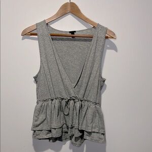 J Crew Gray Sleeveless babydoll ruffle sleeveless cotton Top